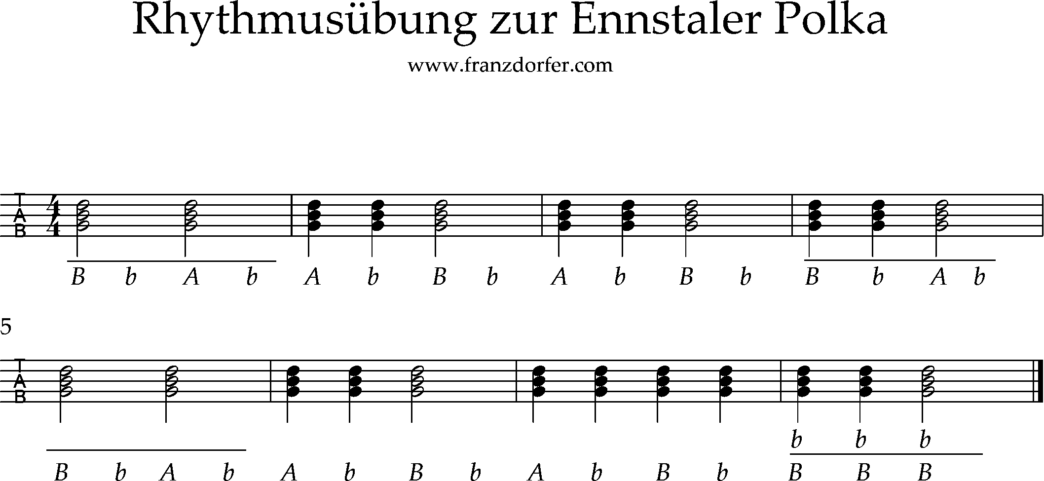 Rhythmus übung zur ennstaler polka, griffschrift steirische lernen- Übung zur ennstaler Polka